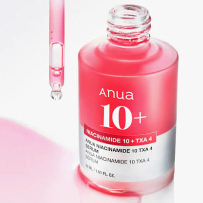Anua Niacinamide 10 + TXA 4 Serum 30 ml dropper bottle with pink label and glass pipette