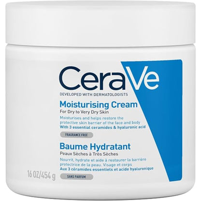 CeraVe Moisturising Cream jar for dry to very dry skin, 454 g, front view