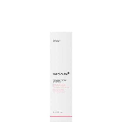 medicube PDRN Pink Peptide Eye Cream 30 ml white carton box with black medicube logo, pink text and 30 ml / 1.01 fl oz size